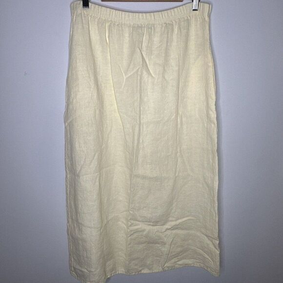 Vintage Maxi Linen Skirt Pockets Beach Women’s M Minimalist Boho 32-36” Waist - Picture 1 of 6